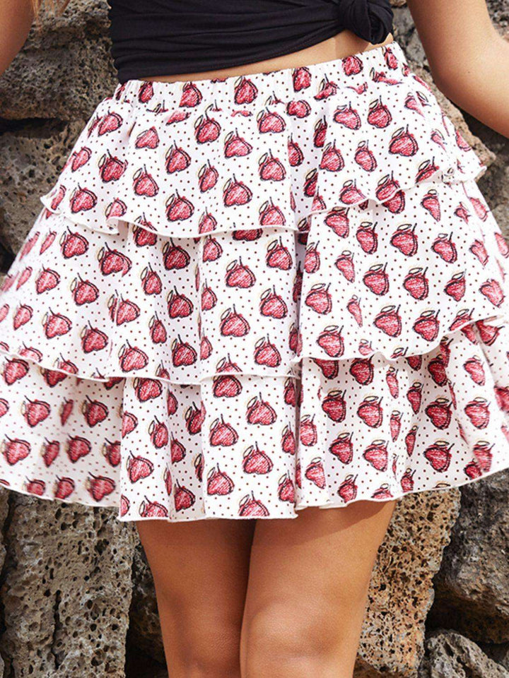 Perfee Layered Printed Mini Skirt - JOWLILI