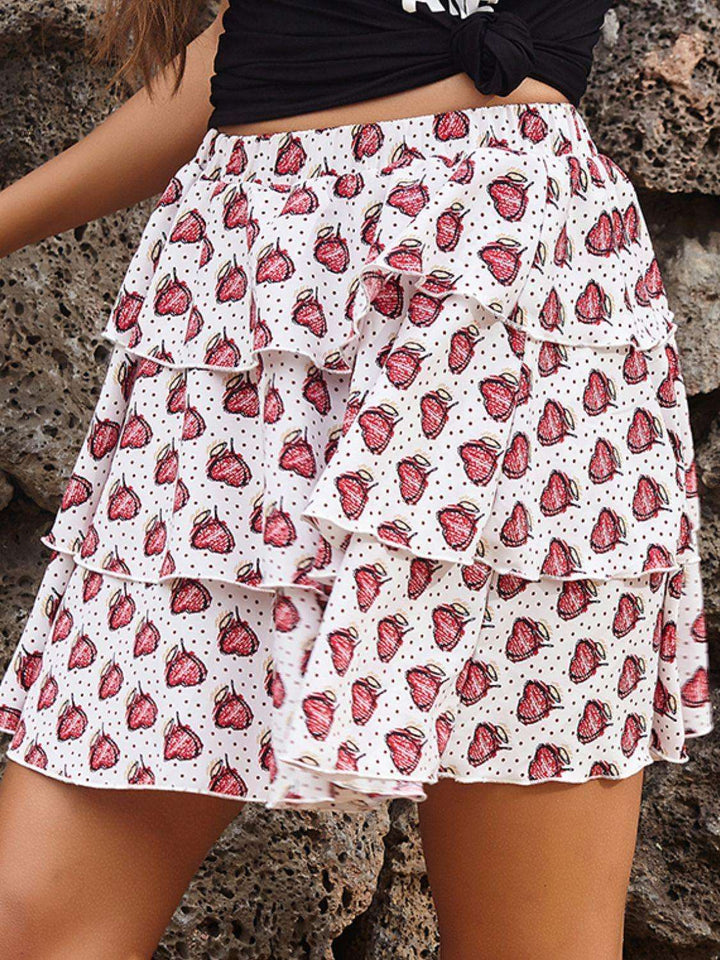 Perfee Layered Printed Mini Skirt - JOWLILI