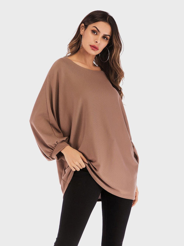 Perfee Round Neck Batwing Sleeve T-Shirt - JOWLILI