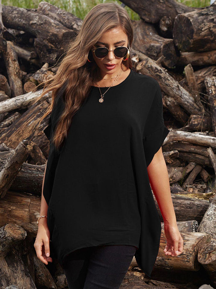 Perfee Round Neck Short Sleeve T-Shirt - JOWLILI