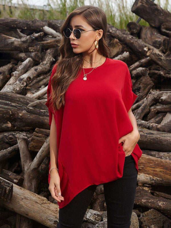 Perfee Round Neck Short Sleeve T-Shirt - JOWLILI