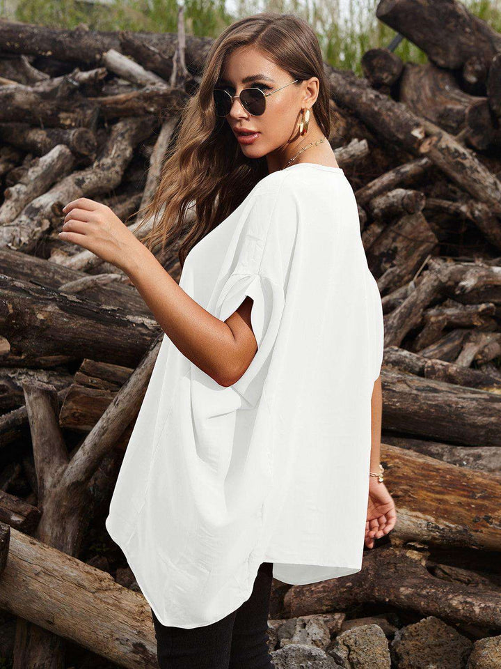 Perfee Round Neck Short Sleeve T-Shirt - JOWLILI