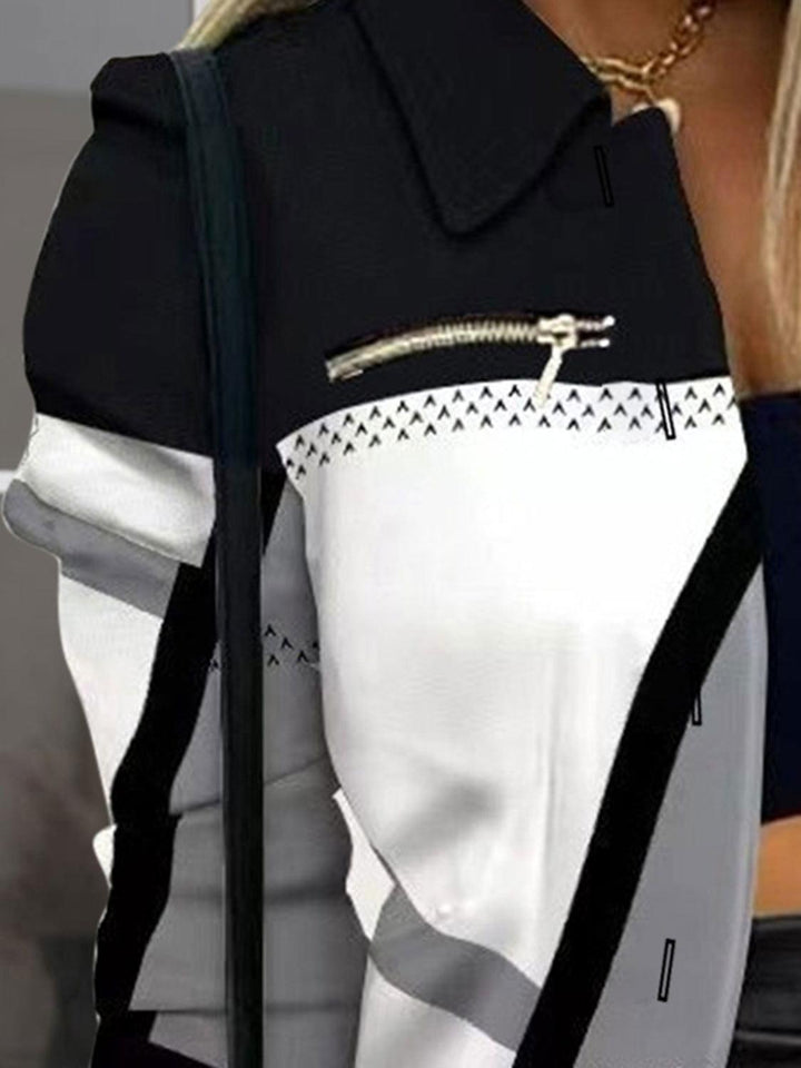 Printed Button Up Zip Detail Shacket - JOWLILI