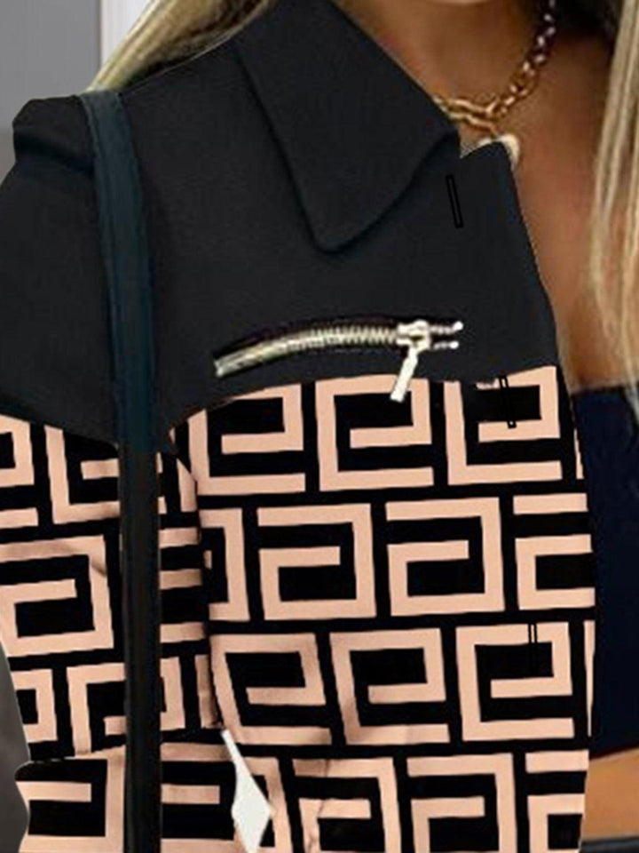 Printed Button Up Zip Detail Shacket - JOWLILI
