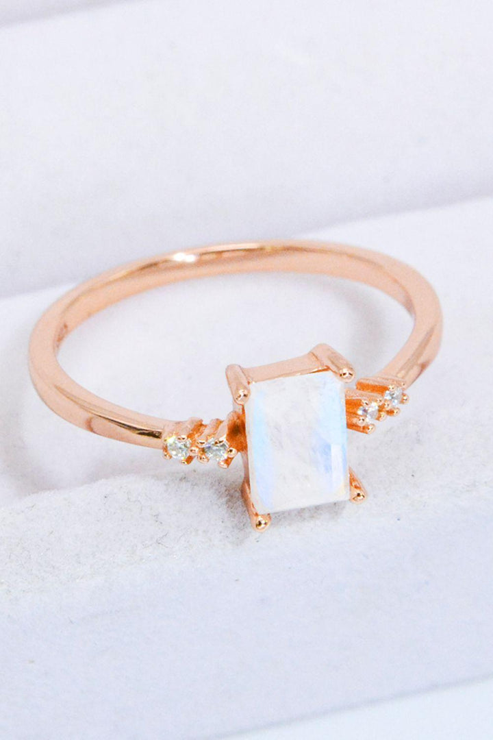 Rectangle Natural Moonstone Ring - JOWLILI -  -  - Rectangle Natural Moonstone Ring - JOWLILI - - #tag1#