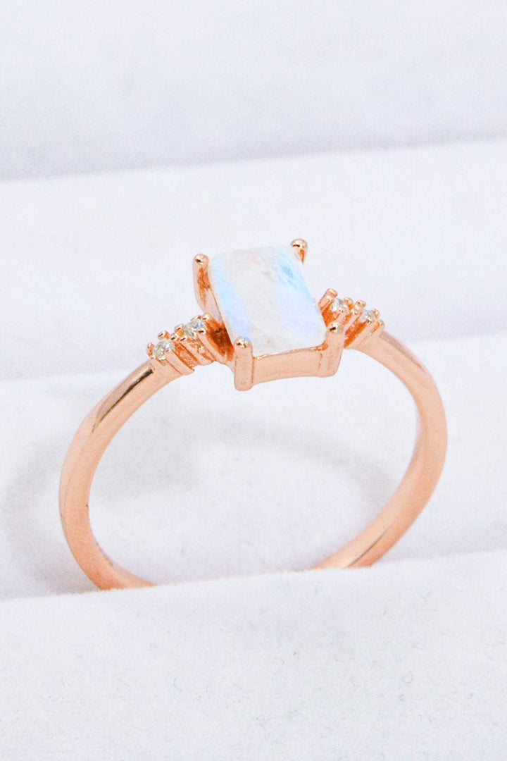 Rectangle Natural Moonstone Ring - JOWLILI -  -  - Rectangle Natural Moonstone Ring - JOWLILI - - #tag1#