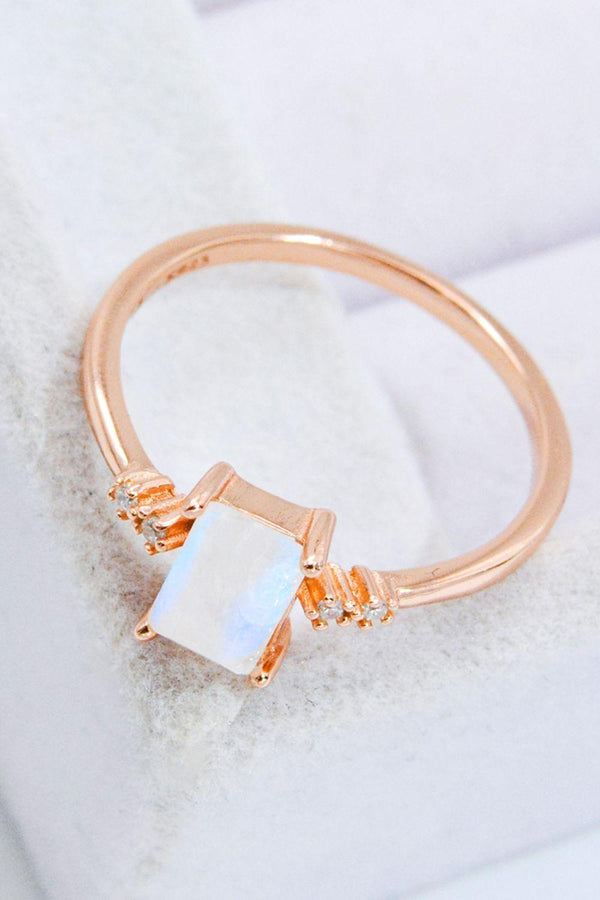 Rectangle Natural Moonstone Ring - JOWLILI