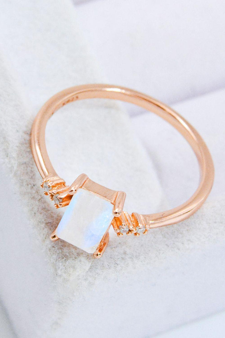 Rectangle Natural Moonstone Ring - JOWLILI