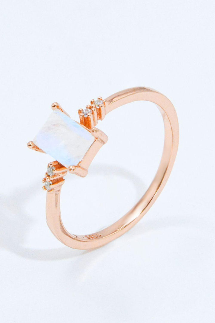 Rectangle Natural Moonstone Ring - JOWLILI