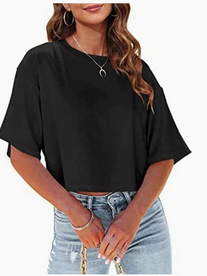 Round Neck Half Sleeve T-Shirt - JOWLILI -  -  - Round Neck Half Sleeve T-Shirt - JOWLILI - - #tag1#