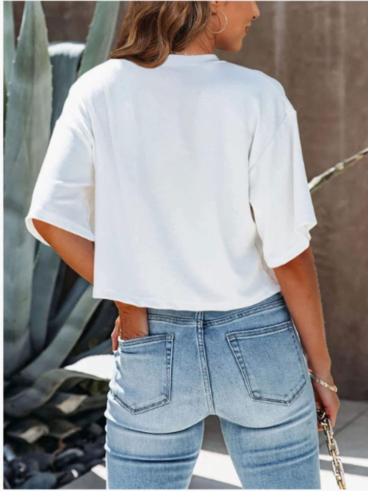 Round Neck Half Sleeve T-Shirt - JOWLILI