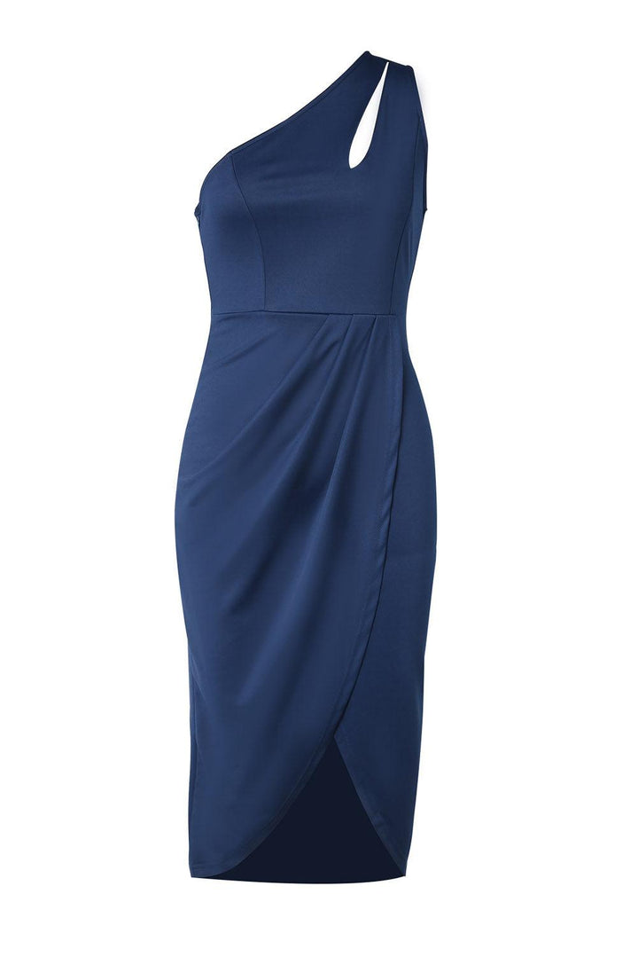 Ruched Cutout Single Shoulder Dress - JOWLILI