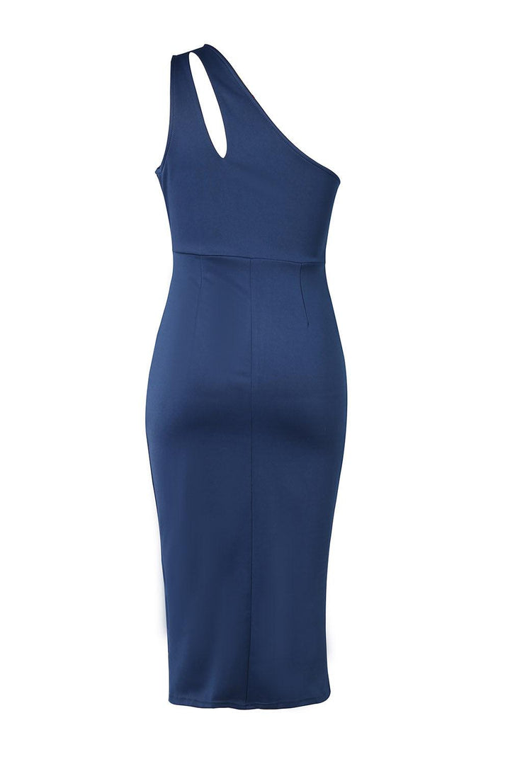 Ruched Cutout Single Shoulder Dress - JOWLILI