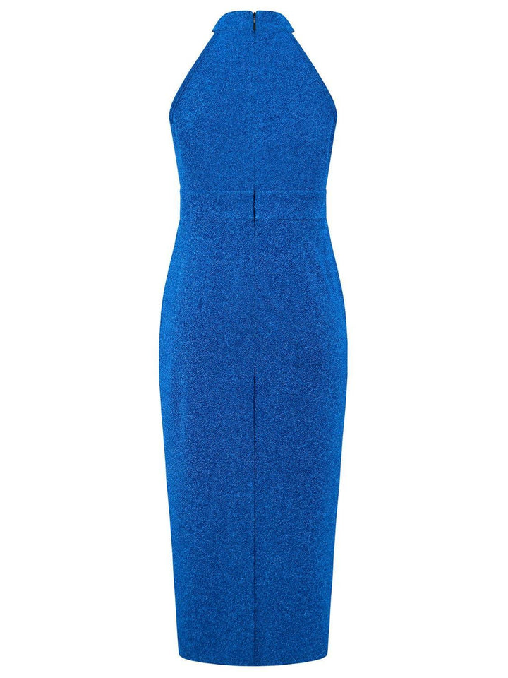 Slit Ruched Mock Neck Sleeveless Dress - JOWLILI
