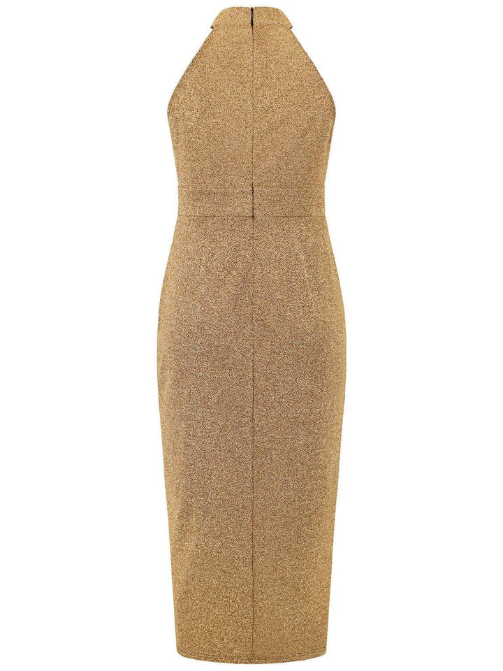 Slit Ruched Mock Neck Sleeveless Dress - JOWLILI