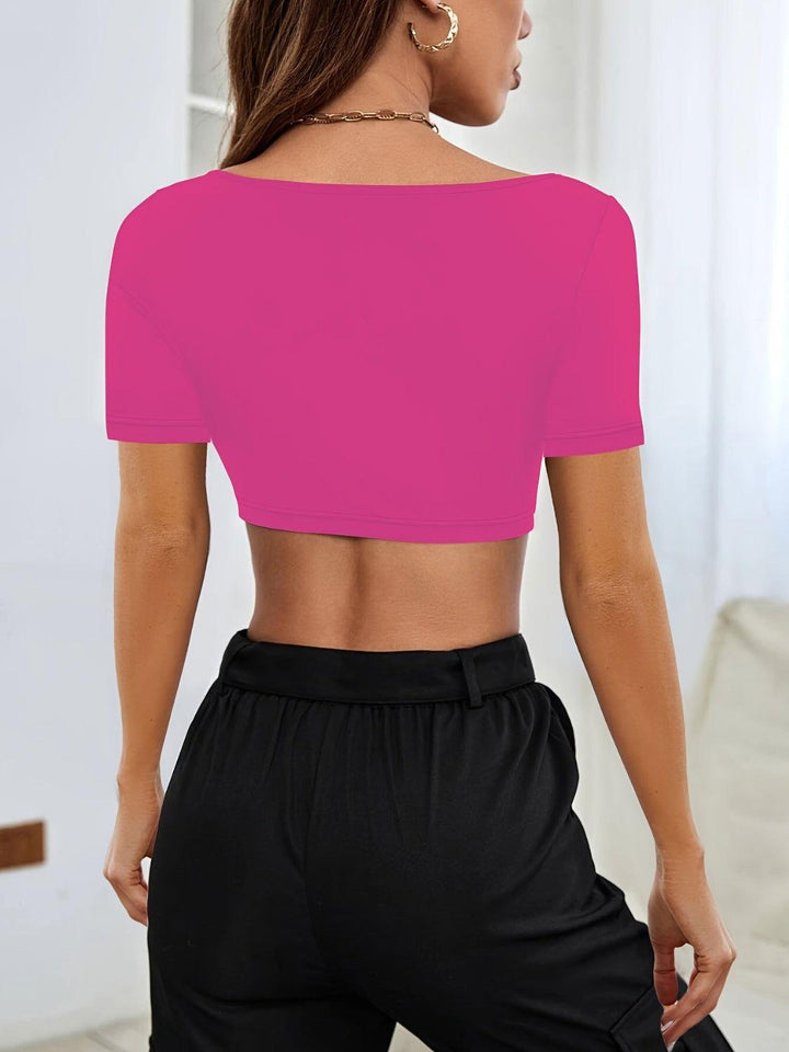 Square Neck Short Sleeve T-Shirt - JOWLILI