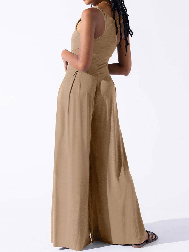 Square Neck Wide Strap Jumpsuit - JOWLILI