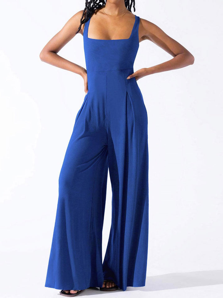 Square Neck Wide Strap Jumpsuit - JOWLILI