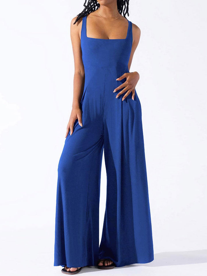 Square Neck Wide Strap Jumpsuit - JOWLILI