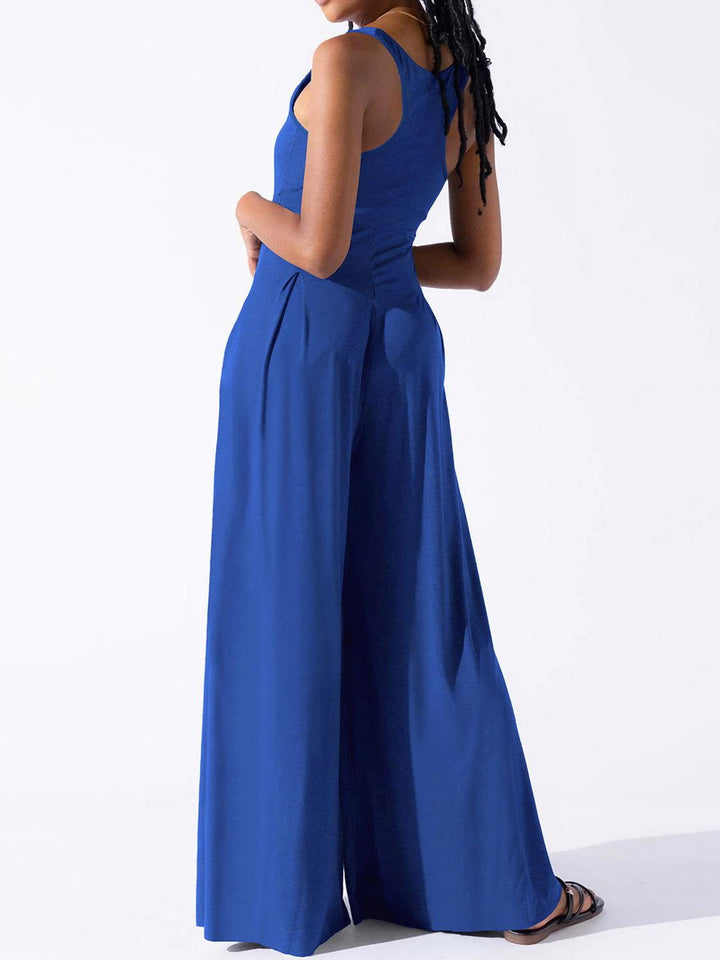 Square Neck Wide Strap Jumpsuit - JOWLILI