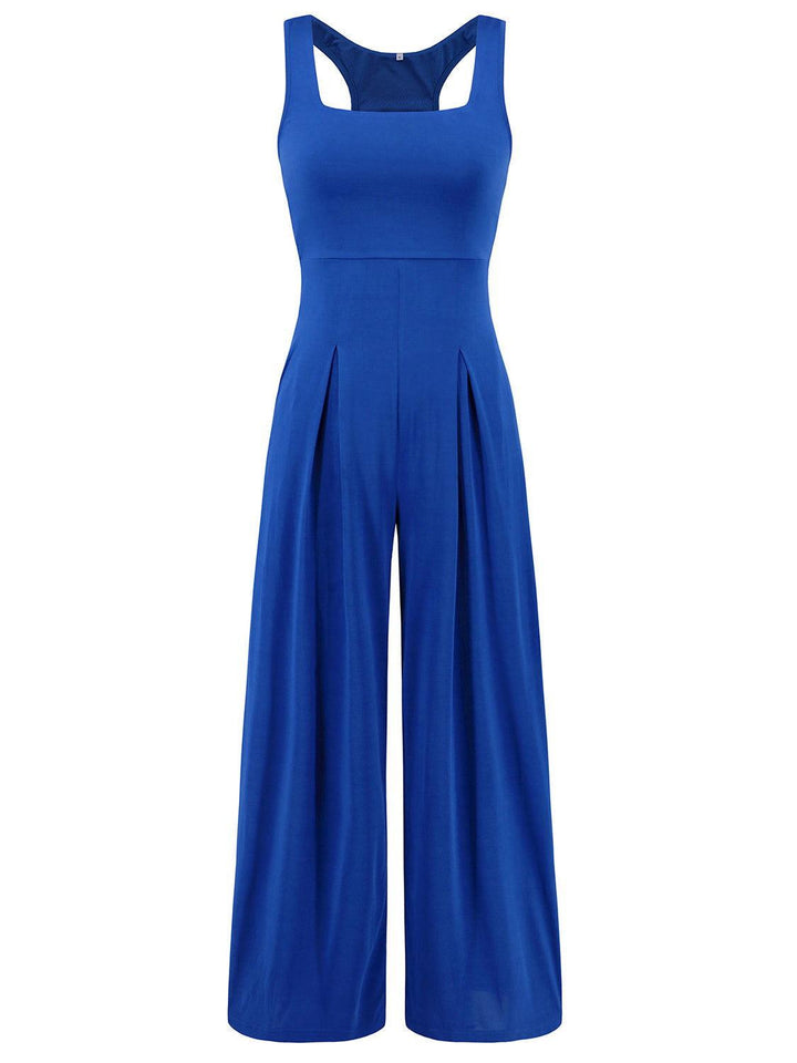 Square Neck Wide Strap Jumpsuit - JOWLILI