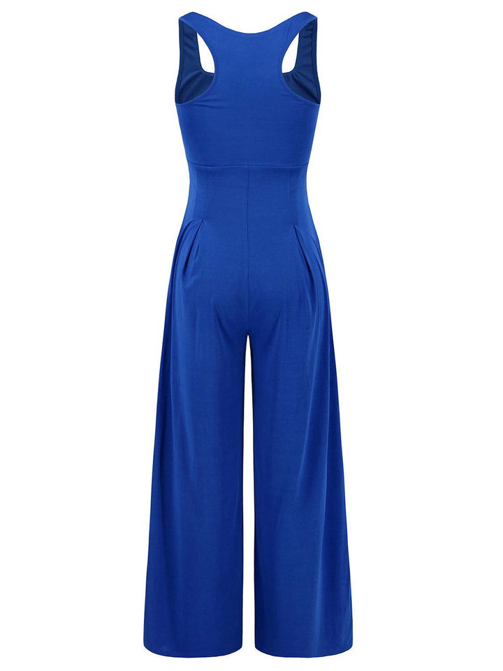 Square Neck Wide Strap Jumpsuit - JOWLILI