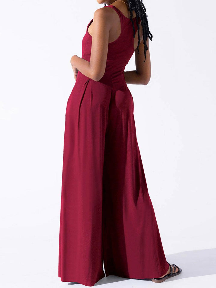 Square Neck Wide Strap Jumpsuit - JOWLILI