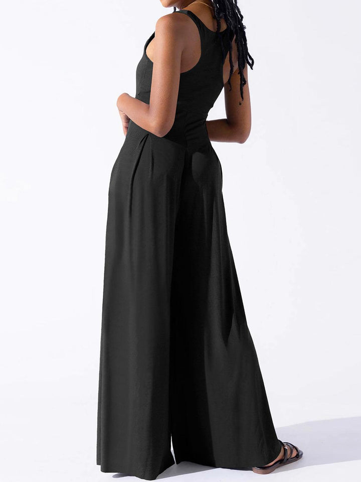 Square Neck Wide Strap Jumpsuit - JOWLILI