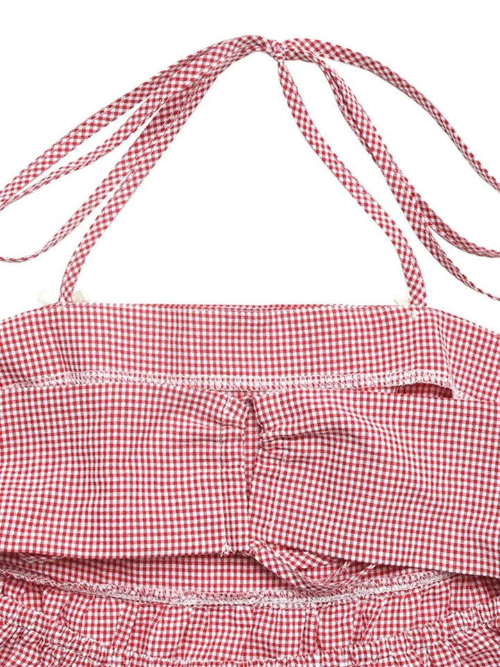 Sweetheart Gingham Halter Cami Top - JOWLILI