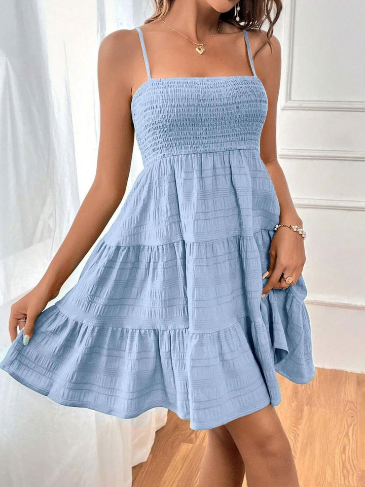 Tiered Smocked Square Neck Cami Dress - JOWLILI