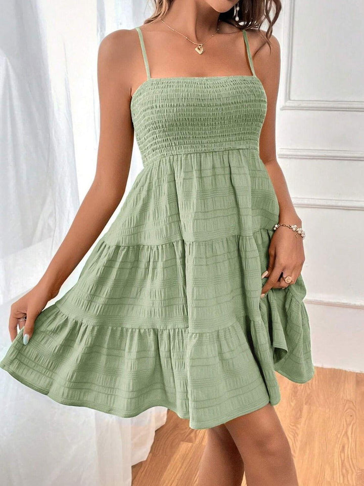 Tiered Smocked Square Neck Cami Dress - JOWLILI