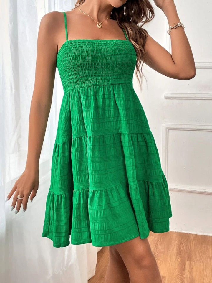 Tiered Smocked Square Neck Cami Dress - JOWLILI