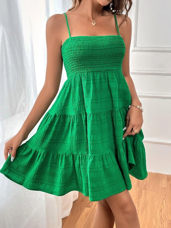 Tiered Smocked Square Neck Cami Dress - JOWLILI