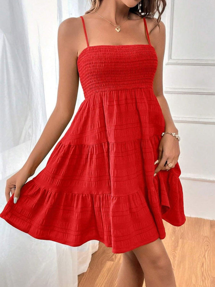 Tiered Smocked Square Neck Cami Dress - JOWLILI