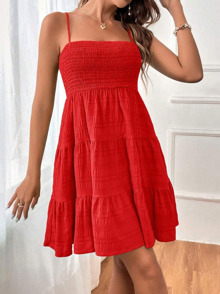 Tiered Smocked Square Neck Cami Dress - JOWLILI