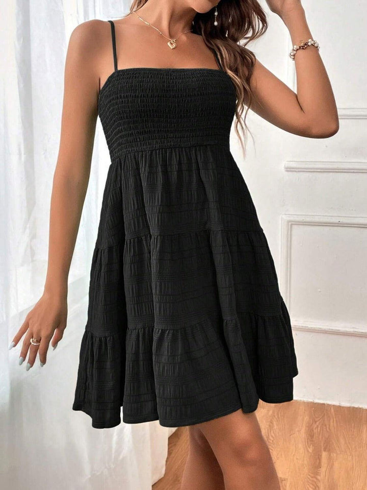 Tiered Smocked Square Neck Cami Dress - JOWLILI