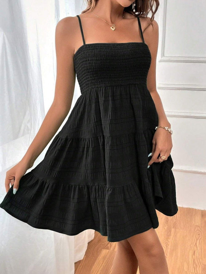Tiered Smocked Square Neck Cami Dress - JOWLILI