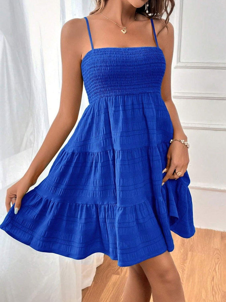 Tiered Smocked Square Neck Cami Dress - JOWLILI