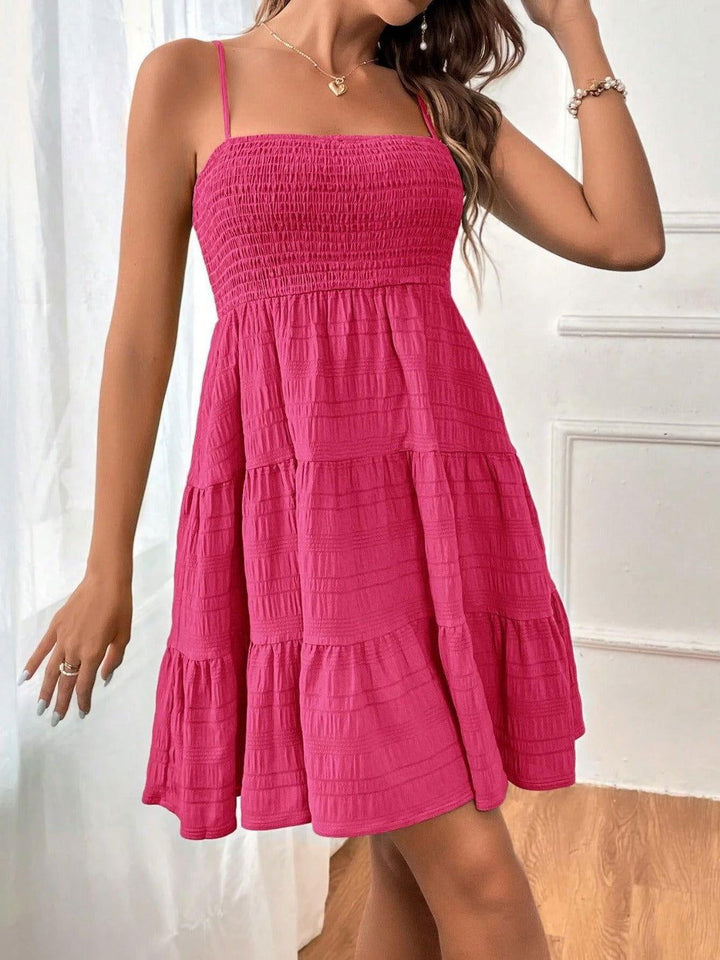 Tiered Smocked Square Neck Cami Dress - JOWLILI