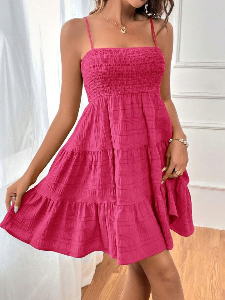 Tiered Smocked Square Neck Cami Dress - JOWLILI