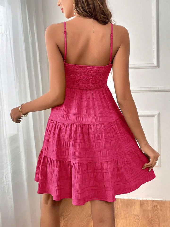 Tiered Smocked Square Neck Cami Dress - JOWLILI