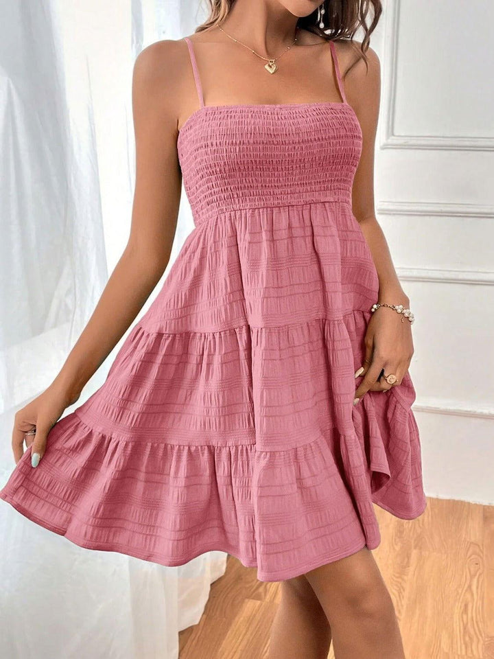 Tiered Smocked Square Neck Cami Dress - JOWLILI