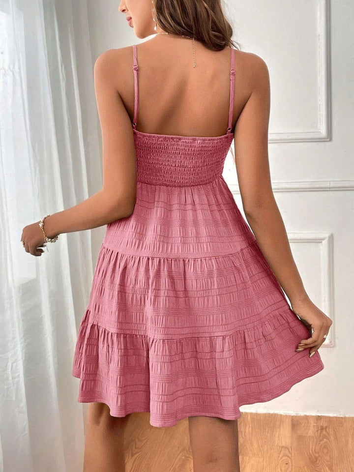 Tiered Smocked Square Neck Cami Dress - JOWLILI