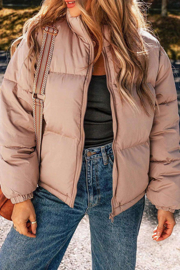 Turtleneck Zip Up Long Sleeve Winter Coat - JOWLILI