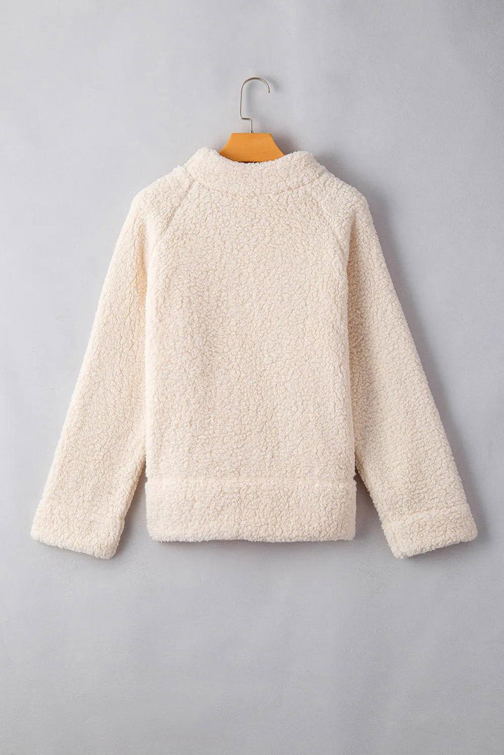Turtleneck Long Sleeve Slit Fleece Sweatshirt - JOWLILI