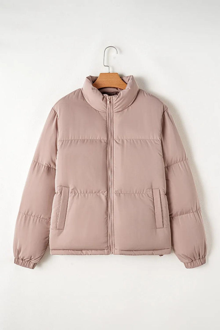 Turtleneck Zip Up Long Sleeve Winter Coat - JOWLILI