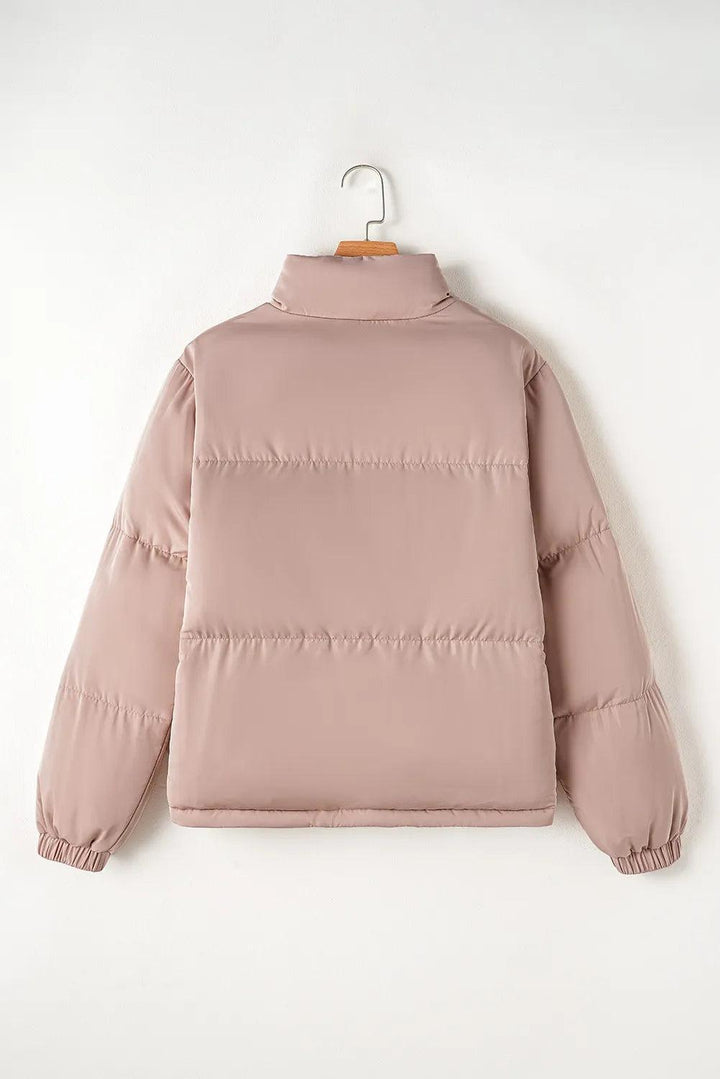 Turtleneck Zip Up Long Sleeve Winter Coat - JOWLILI