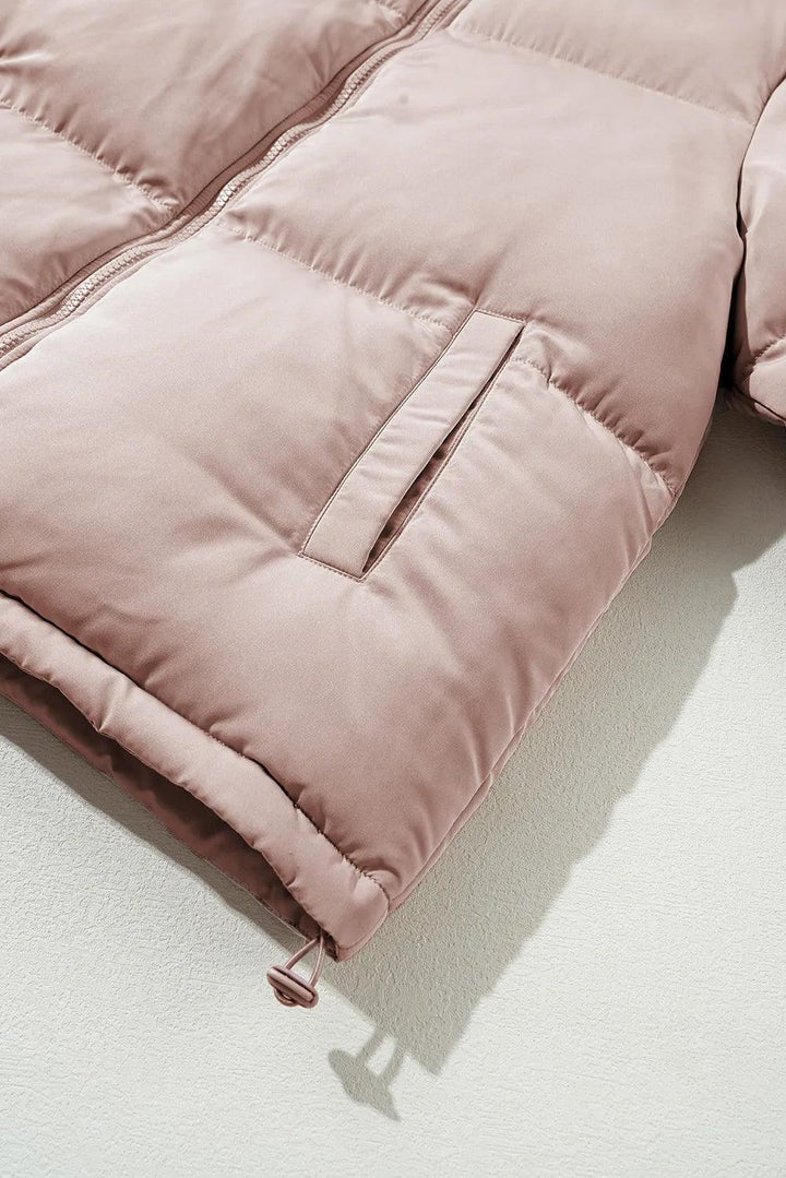 Turtleneck Zip Up Long Sleeve Winter Coat - JOWLILI