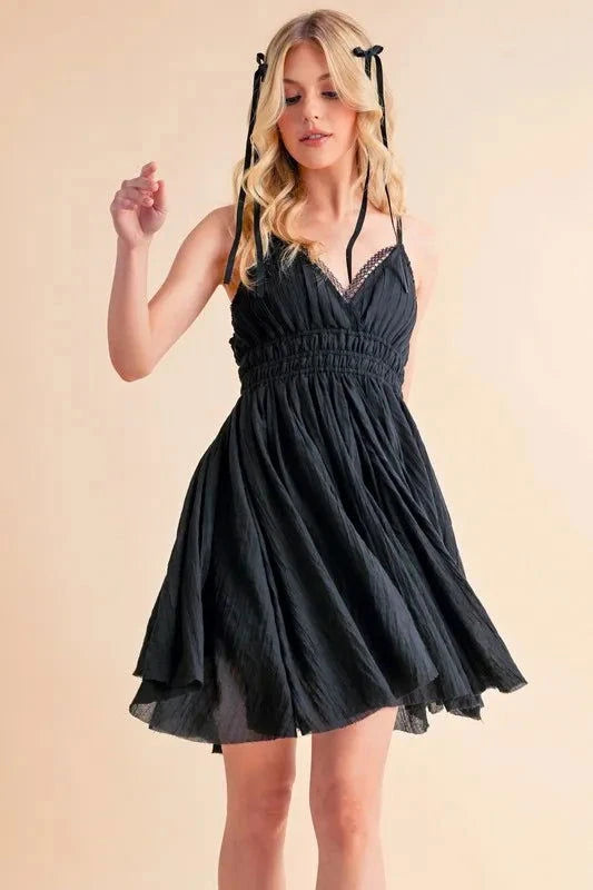 Velvet Bloom Smocked Lace Mini Dress - JOWLILI