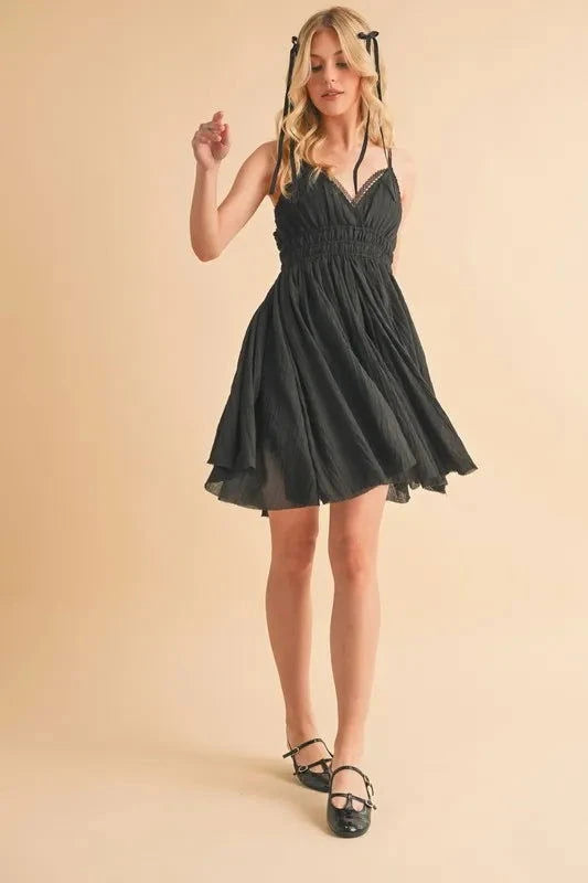 Velvet Bloom Smocked Lace Mini Dress - JOWLILI
